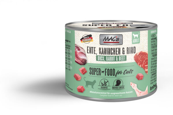 MAC's CAT SUPER FOOD - Patka, kunić i govedina 200g