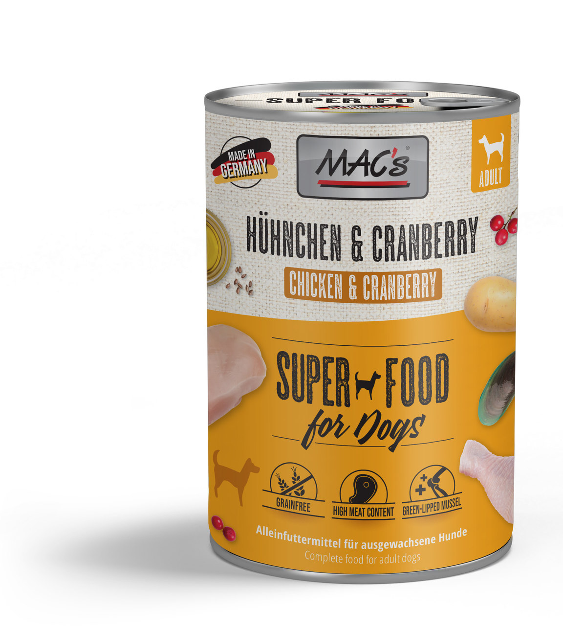 MAC's Dog Mokra Hrana za Pse - Piletina i Brusnica, 400g