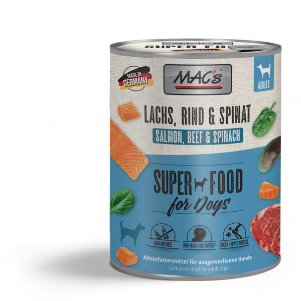 MAC's DOG SUPER FOOD - Losos, govedina i špinat 800g