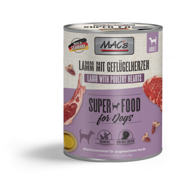 MAC's DOG SUPER FOOD - Janjetina s purećim srcima 800g