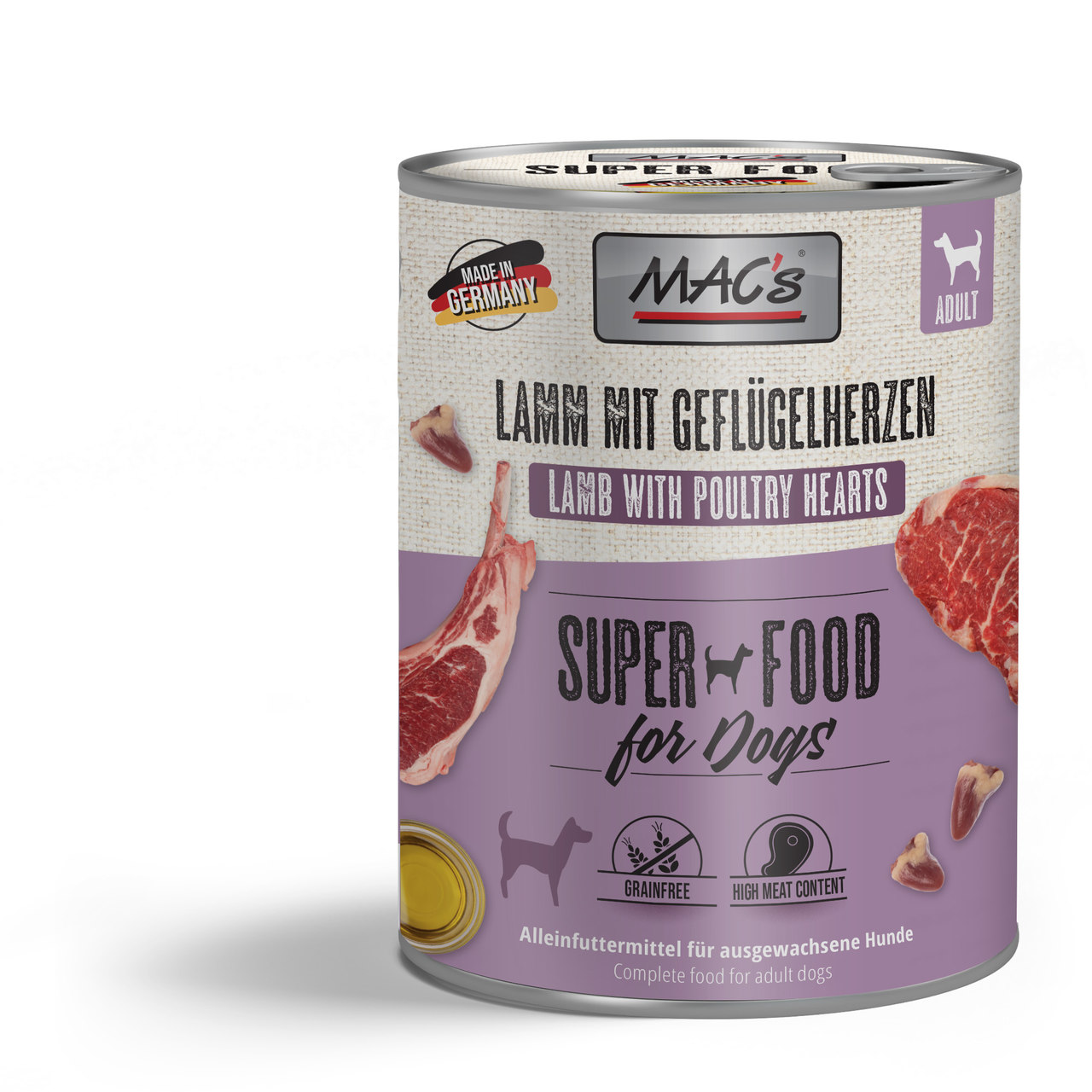 MAC's DOG SUPER FOOD - Janjetina s purećim srcima 800g