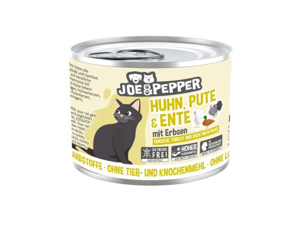 Joe & Pepper Cat Piletina, puretina i patka s graškom 200 g – mokra hrana za odrasle mačke