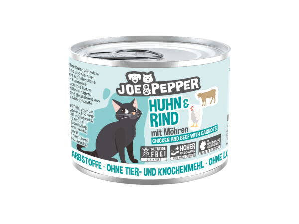 Joe & Pepper Cat Piletina i govedina s mrkvom 200 g – mokra hrana za odrasle mačke