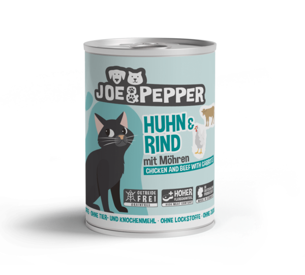 Joe & Pepper Cat Piletina i govedina s mrkvom 400 g – mokra hrana za odrasle mačke