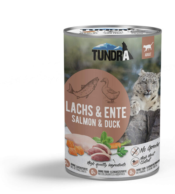 Tundra Cat Lachs & Ente 400 g – mokra hrana za odrasle mačke s lososom i patkom