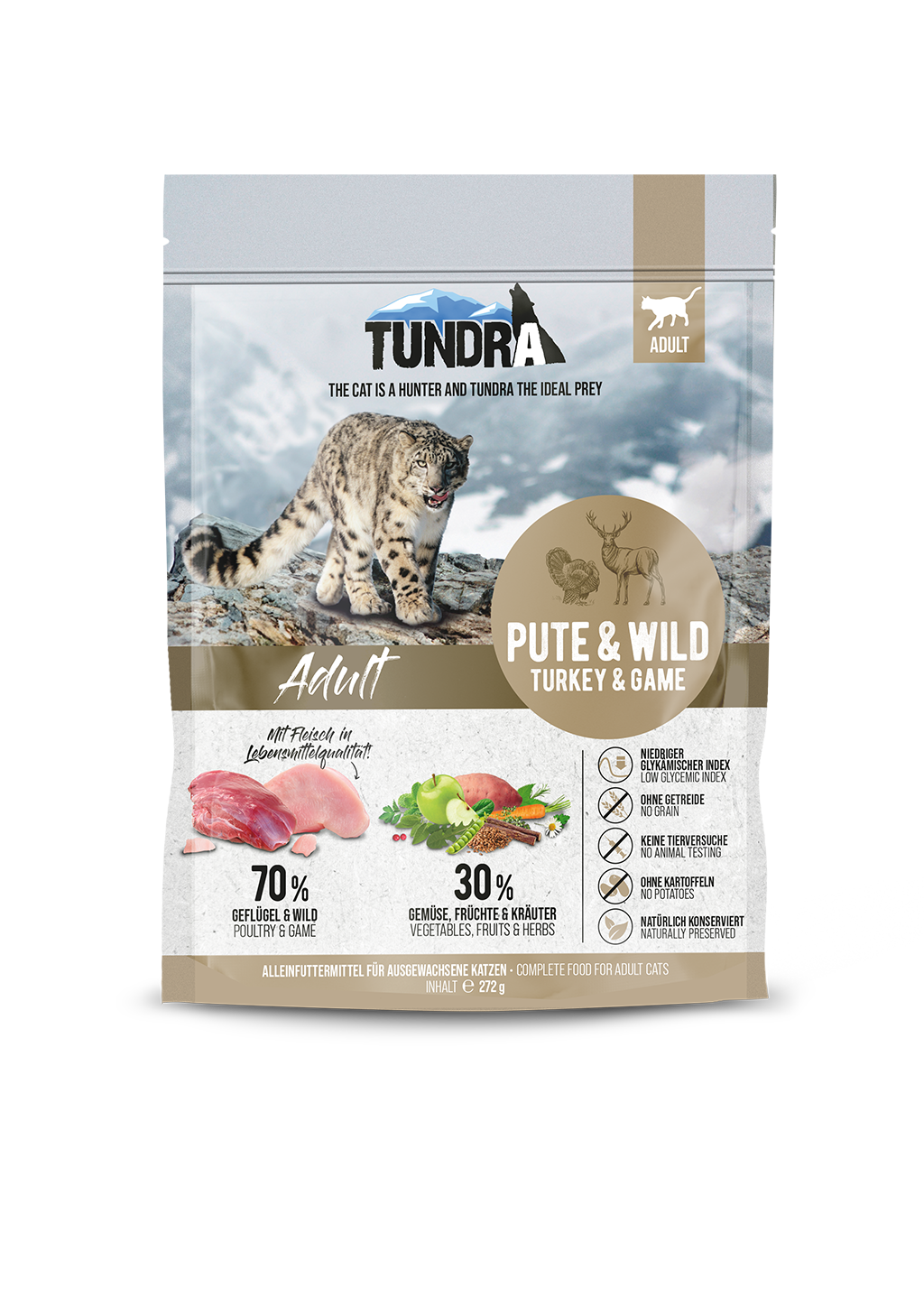TUNDRA Cat Puretina i Divljač 272 g – Suha hrana za mačke bez žitarica