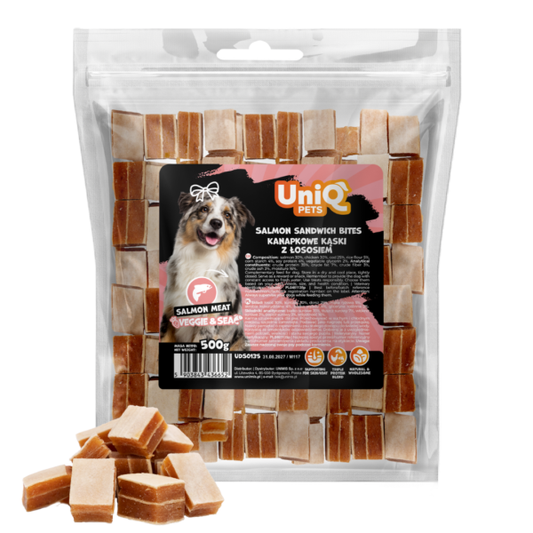 UNIQ PETS VEGGIE & SEA Sendvič Zalogaji s Lososom za Pse 500g