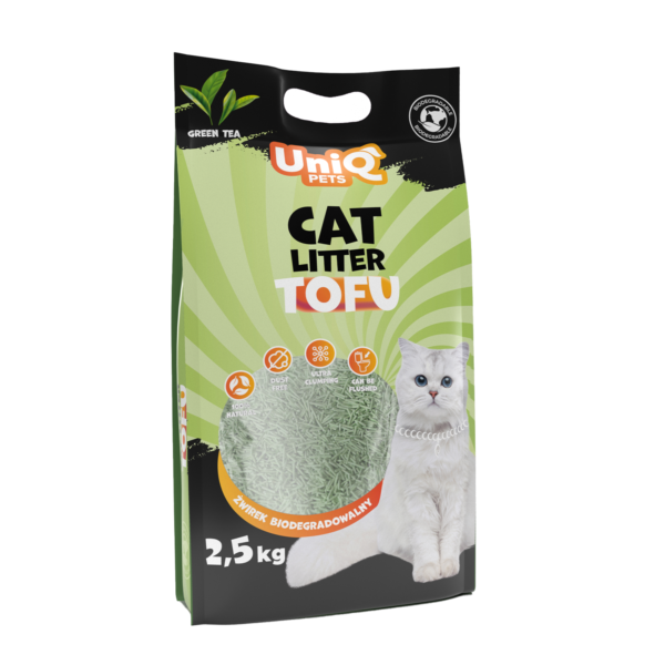 UNIQ PETS TOFU Biorazgradivi Pijesak za Mačke s Mirisom Zelenog Čaja 2.5kg