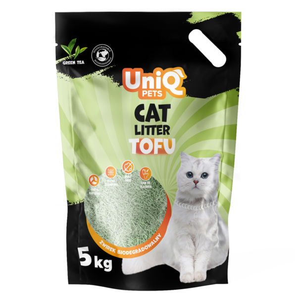 UNIQ PETS TOFU Biorazgradivi Pijesak za Mačke s Mirisom Zelenog Čaja 5kg