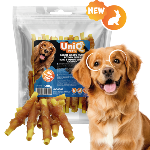 UNIQ PETS DOG SNACKS DUO Poslastice za Pse – Kunić i Slatki Krumpir (Tubes), 500g