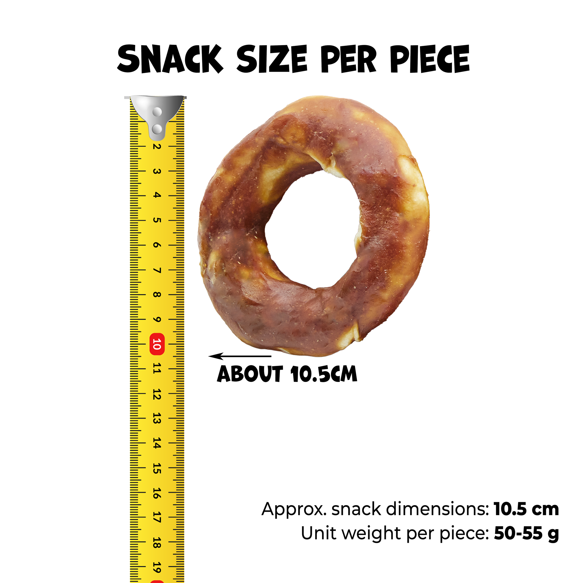 UNIQ PETS DOG SNACKS RAWHIDE Prsteni od Goveđe Kože s Pačjim Mesom, 500g (10,5 cm) - Slika 2