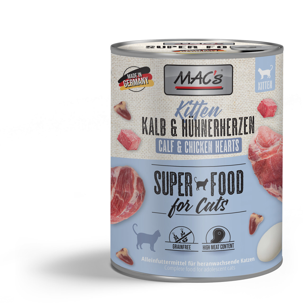 MAC’s CAT KITTEN – Teletina i pileća srca 800g
