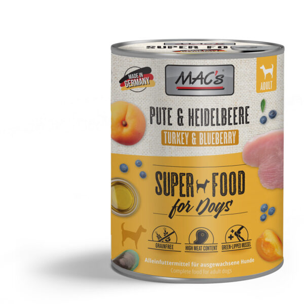 MAC’s DOG SUPER FOOD – Puretina s marelicom i borovnicom 800g