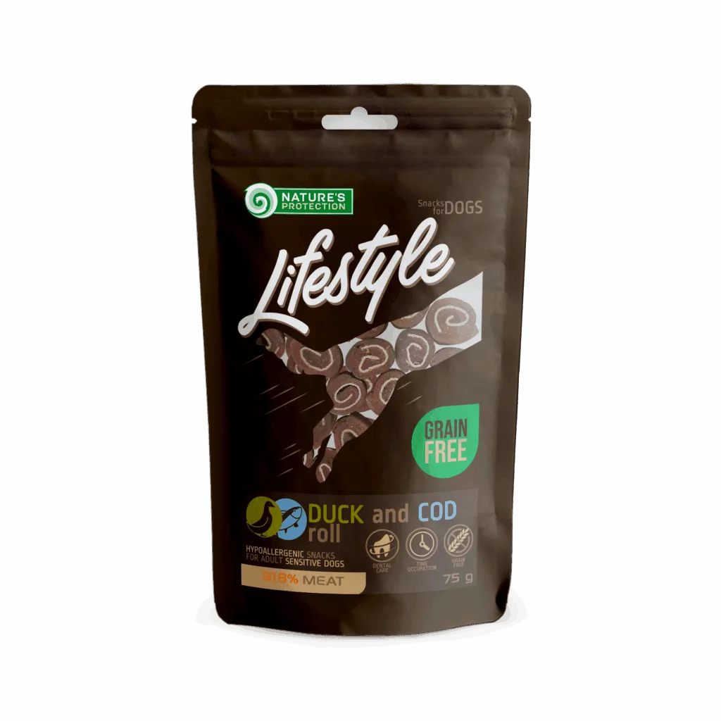 NATURE’S PROTECTION LIFESTYLE - Rolice od patke i bakalara za pse 75g